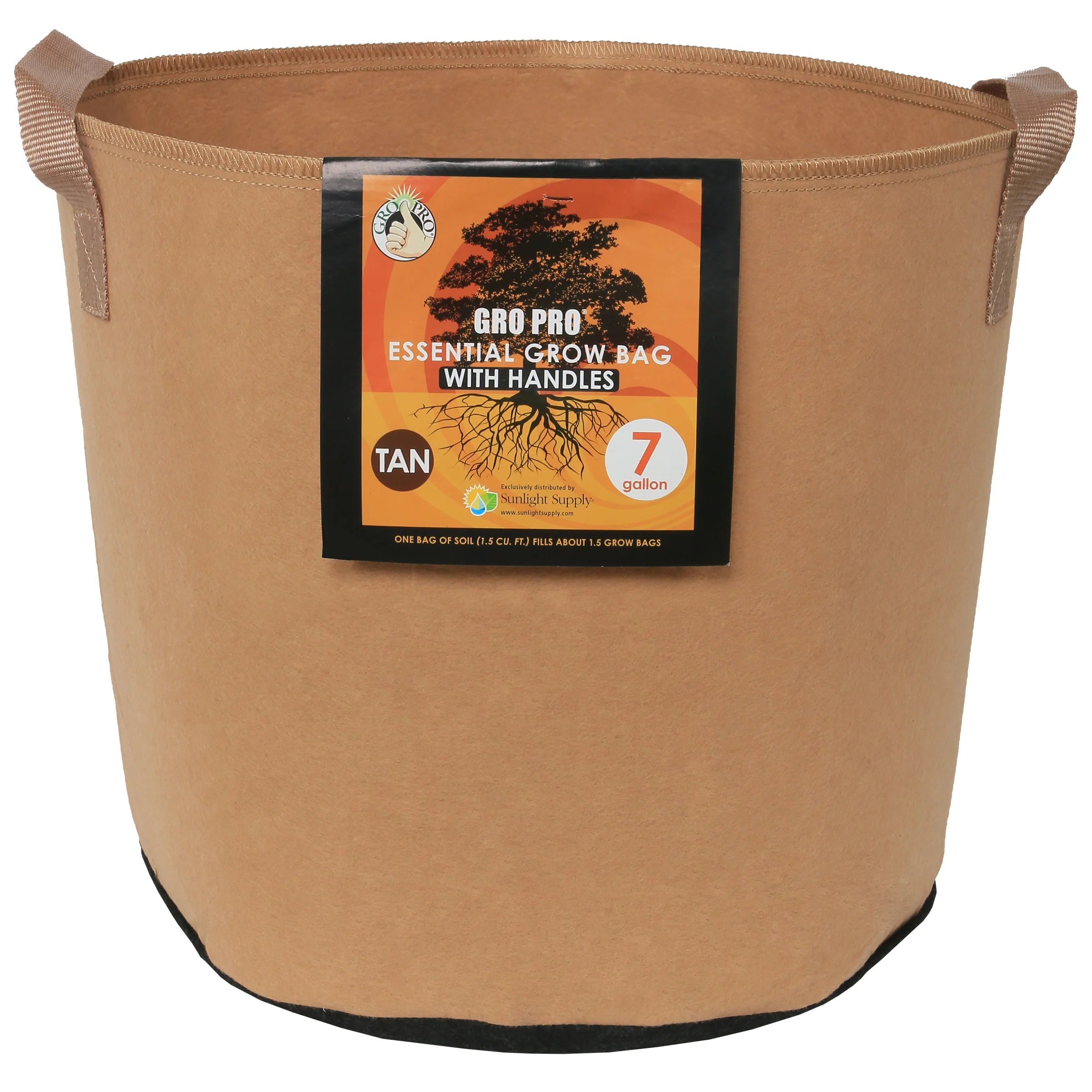 Gro Pro Essential Round Fabric Pots with Handles - Tan - Image 3