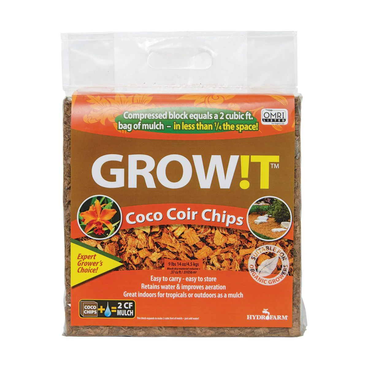 GROW!T Organic Coco Coir Planting Chips Block
